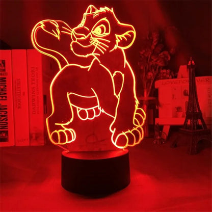 Veilleuse LED 3D à changement de couleur Simba Le Roi Lion