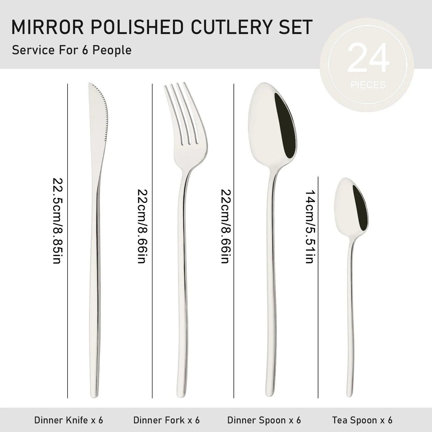 24Pcs Premium Stainless Steel Cutlery