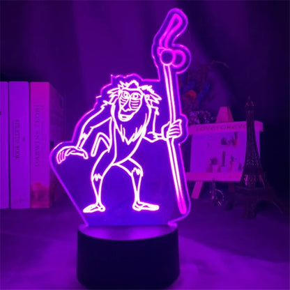 Veilleuse LED 3D à changement de couleur Simba Le Roi Lion