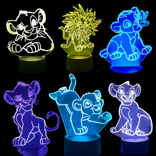 Veilleuse LED 3D à changement de couleur Simba Le Roi Lion