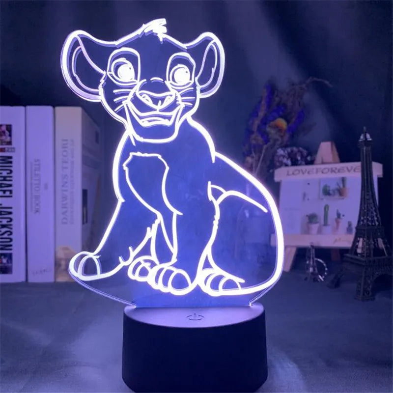 Veilleuse LED 3D à changement de couleur Simba Le Roi Lion