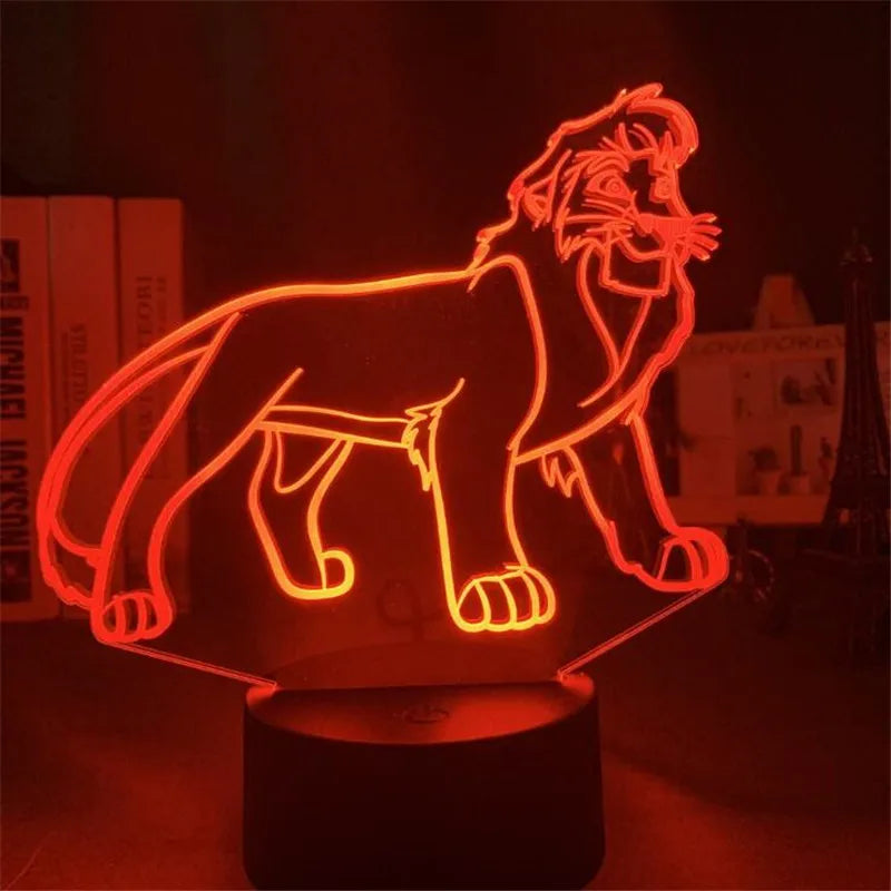 Veilleuse LED 3D à changement de couleur Simba Le Roi Lion