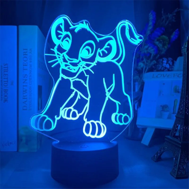 Veilleuse LED 3D à changement de couleur Simba Le Roi Lion