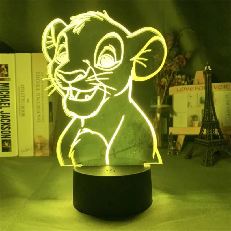 Veilleuse LED 3D à changement de couleur Simba Le Roi Lion