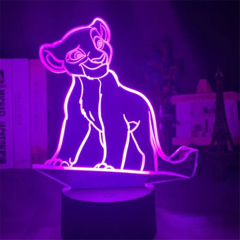 Veilleuse LED 3D à changement de couleur Simba Le Roi Lion