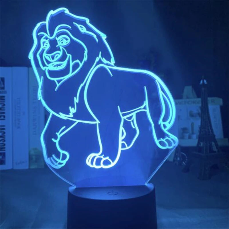 Veilleuse LED 3D à changement de couleur Simba Le Roi Lion