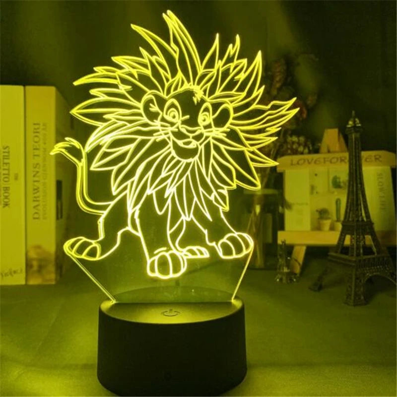 Veilleuse LED 3D à changement de couleur Simba Le Roi Lion