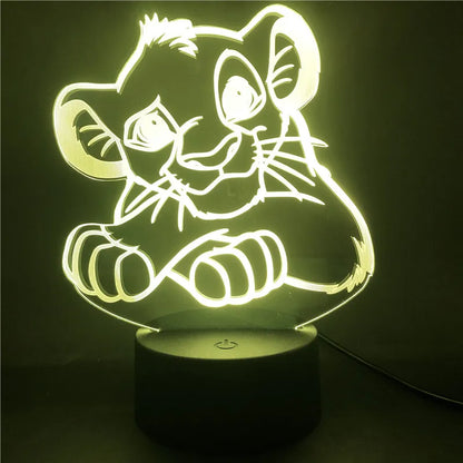 Veilleuse LED 3D à changement de couleur Simba Le Roi Lion