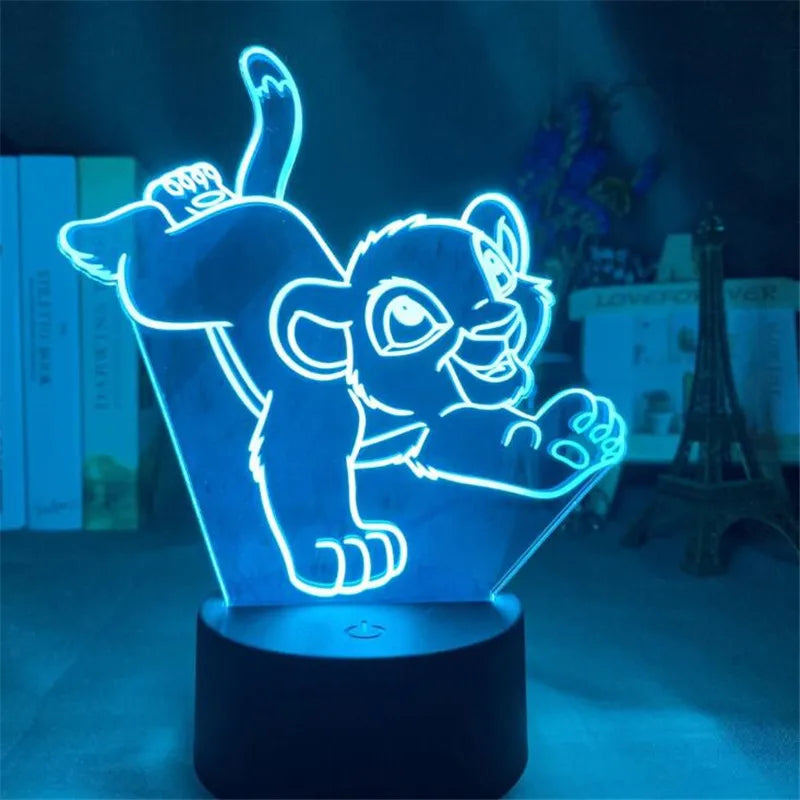 Veilleuse LED 3D à changement de couleur Simba Le Roi Lion