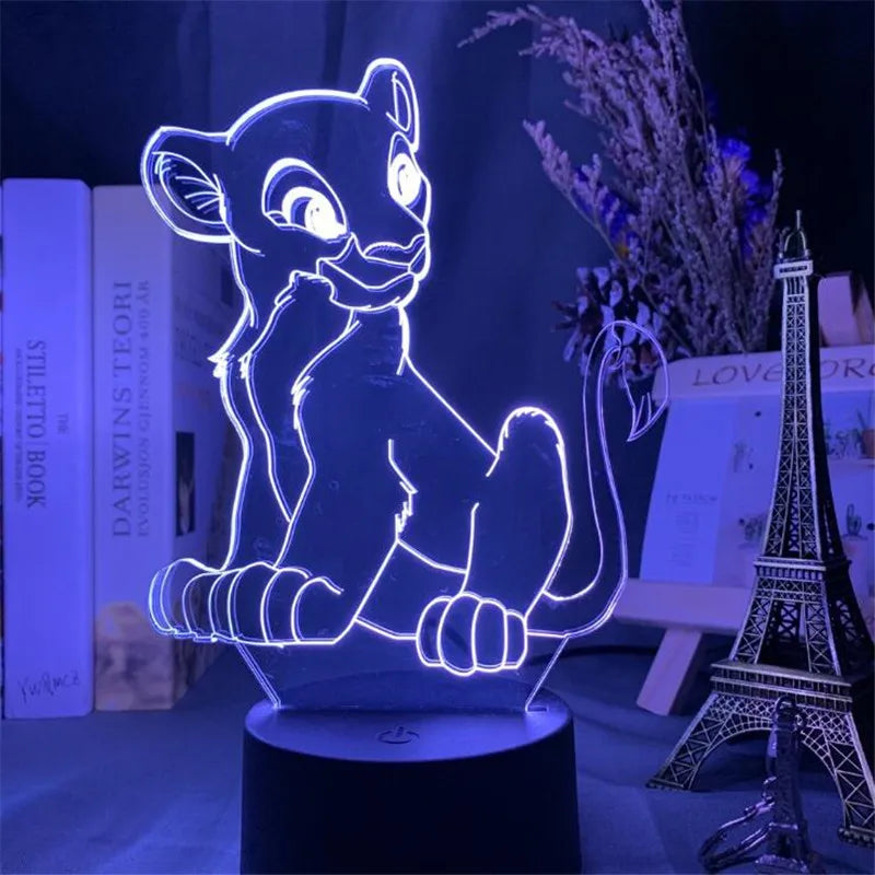 Veilleuse LED 3D à changement de couleur Simba Le Roi Lion