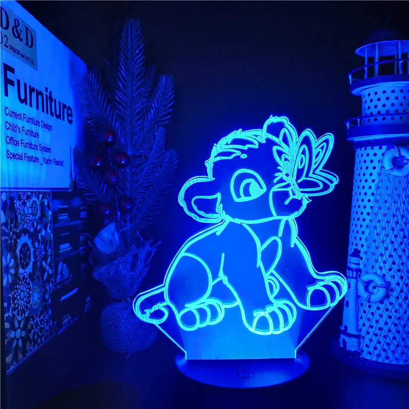 Veilleuse LED 3D à changement de couleur Simba Le Roi Lion