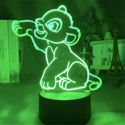 Veilleuse LED 3D à changement de couleur Simba Le Roi Lion